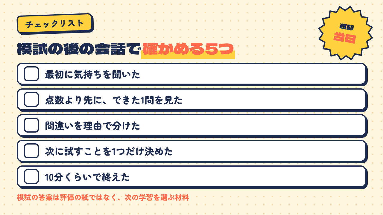 模試の後の会話で確かめる5つのチェック